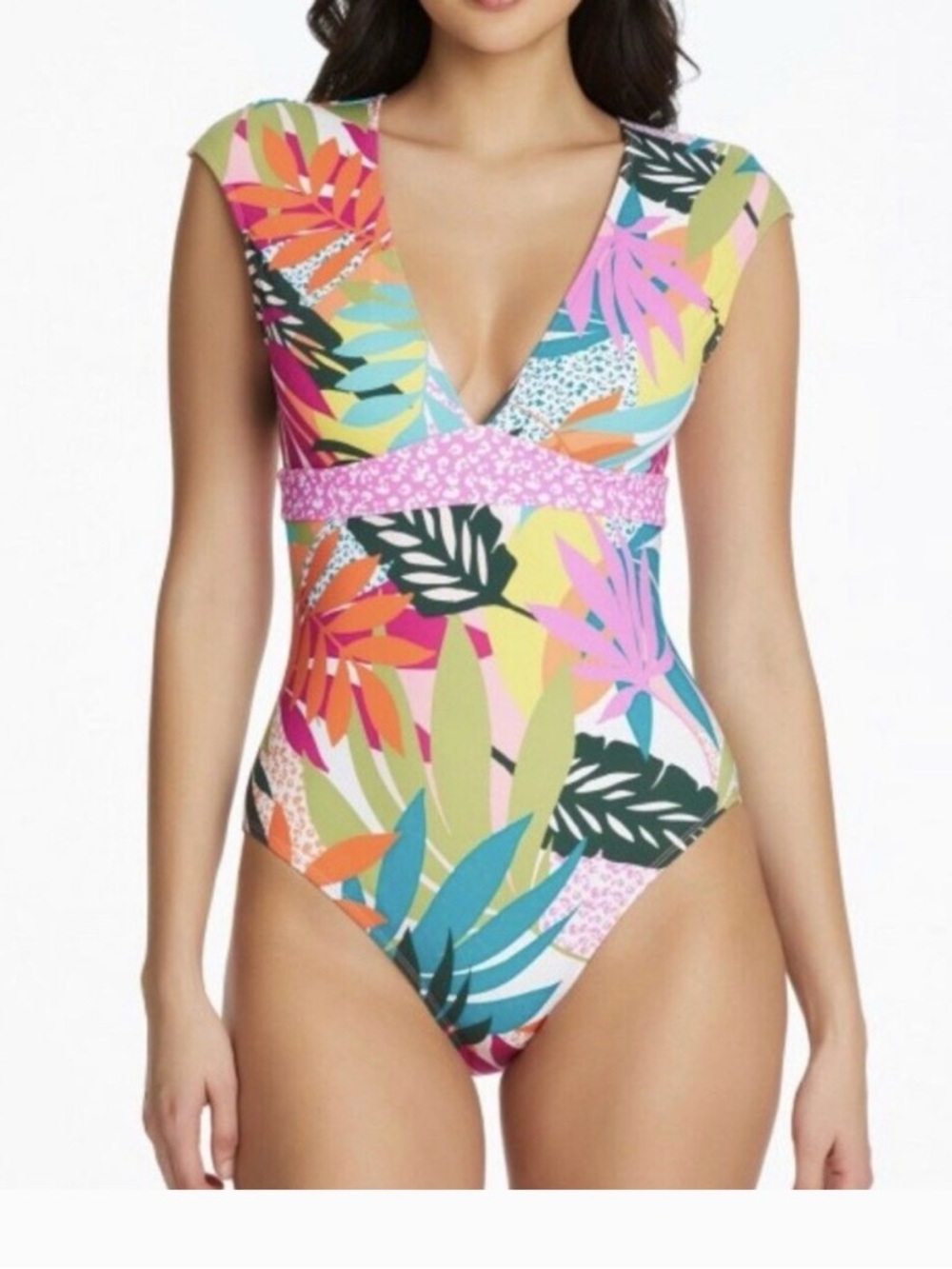 Bleu by Rod Beattie 1pc One Piece Swimsuit Blue Multi  Size 8 Floral NWT